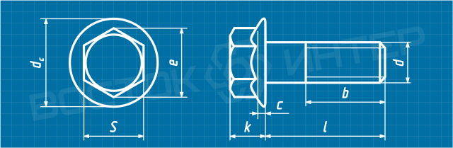 Креслення болта DIN 6921 з фланцем