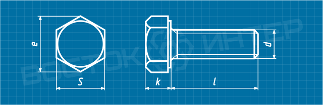 Креслення шестигранного болта DIN 961 з повною різьбою