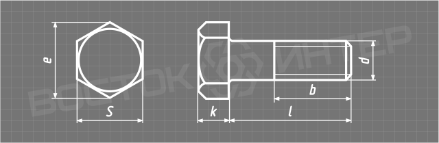 Креслення шестигранного болта ДСТУ ГОСТ 10602 з нержавіючої сталі