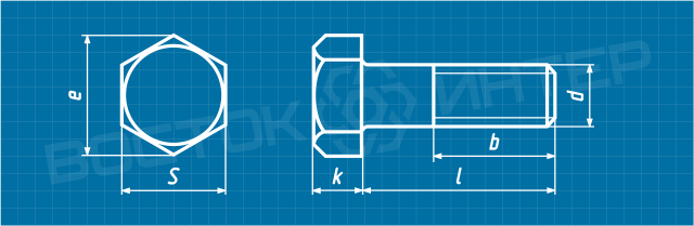 Креслення болта ДСТУ ГОСТ 15589 з шестигранною головкою