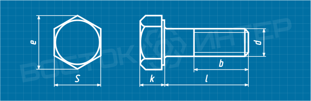 Креслення болта ДСТУ ГОСТ 7805 з шестигранною головкою