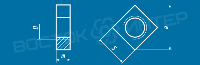 Креслення гайки DIN 562 квадратної