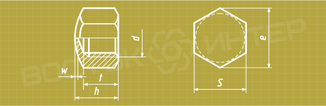 Креслення глухої ковпачкової гайки DIN 917 з латуні