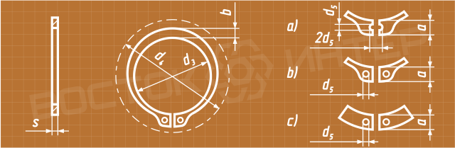 Креслення стопорних кілець зовнішніх DIN 471 