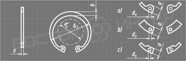 Креслення внутрішнього пружинного кільця DIN 472 підшипника