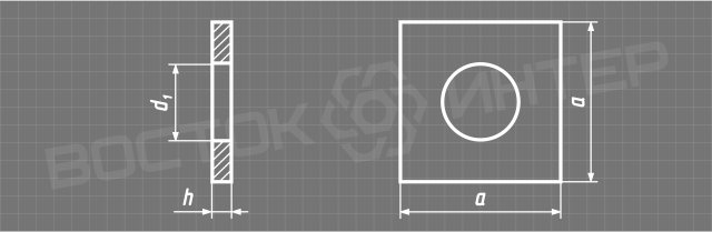 Креслення шайби квадратної DIN 436 із нержавіючої сталі