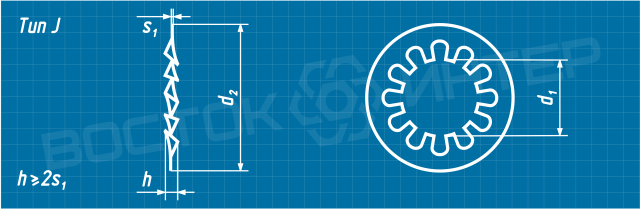 Креслення шайби DIN 6797 з внутрішніми зубцями