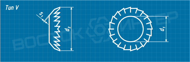 Креслення конічної зубчастої шайби DIN 6798 із зовнішніми зубами