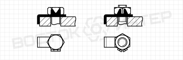 Застосування стопорної шайби ДСТУ ГОСТ 13463 із шестигранними болтами та гайками