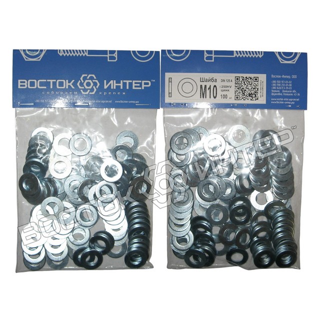 шайби плоскі М10 DIN 125 оцинковані, паковання – 100 шт. фото 1